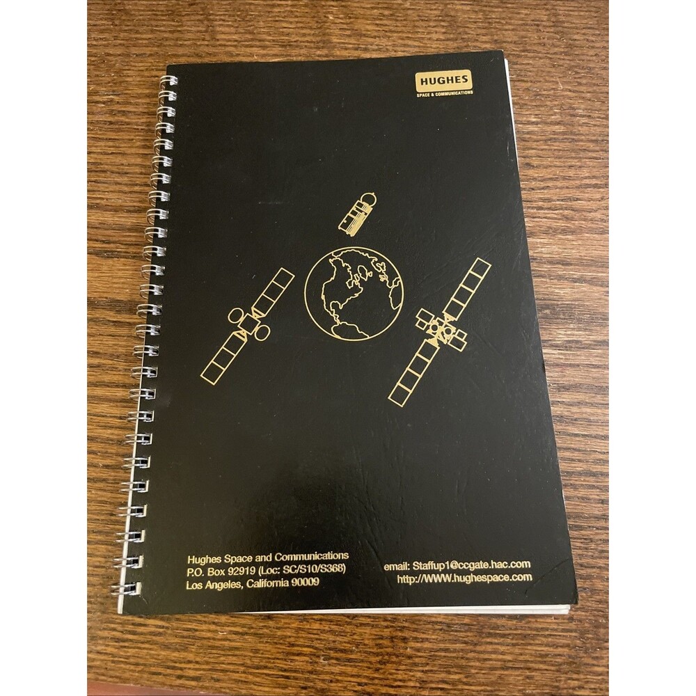 HUGHES SPACE & COMMUNICATIONS Black Spiral Bound Planner Notebook Boeing NASA